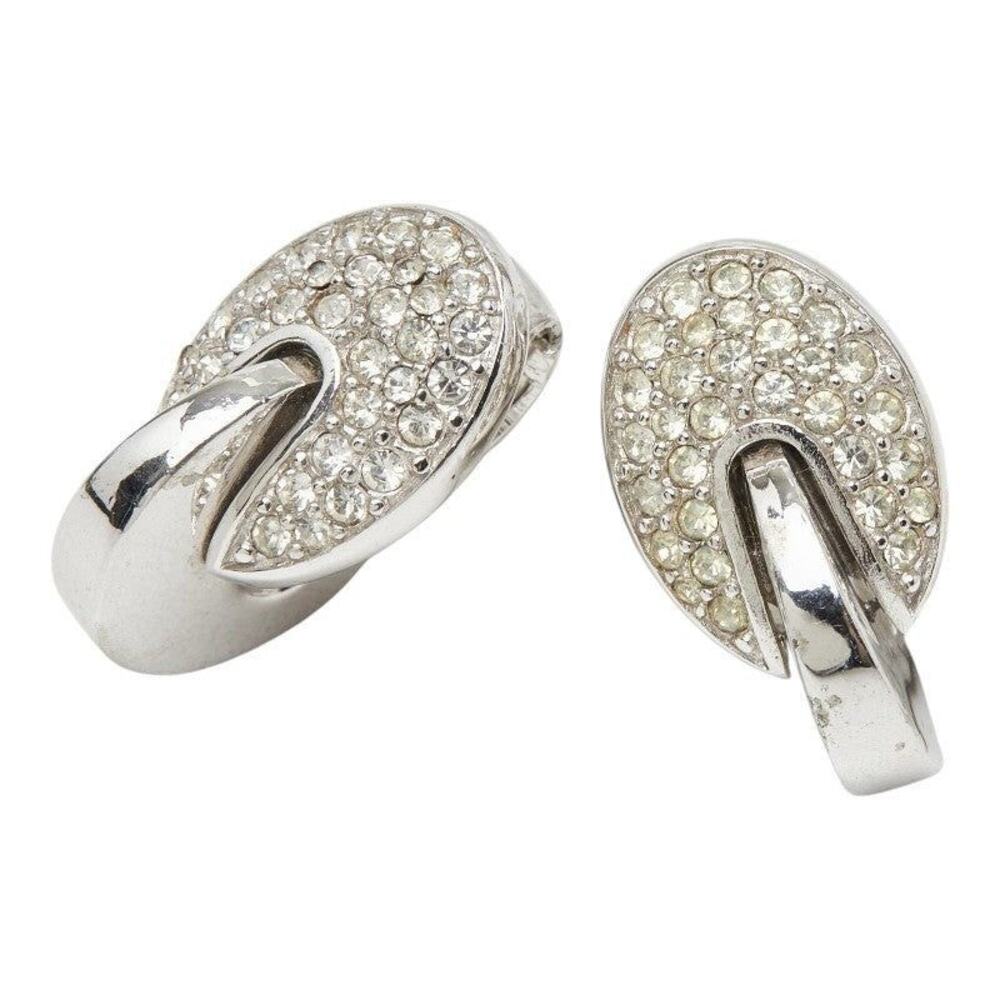 Givenchy Rhinestone Drop Earrings Silver
